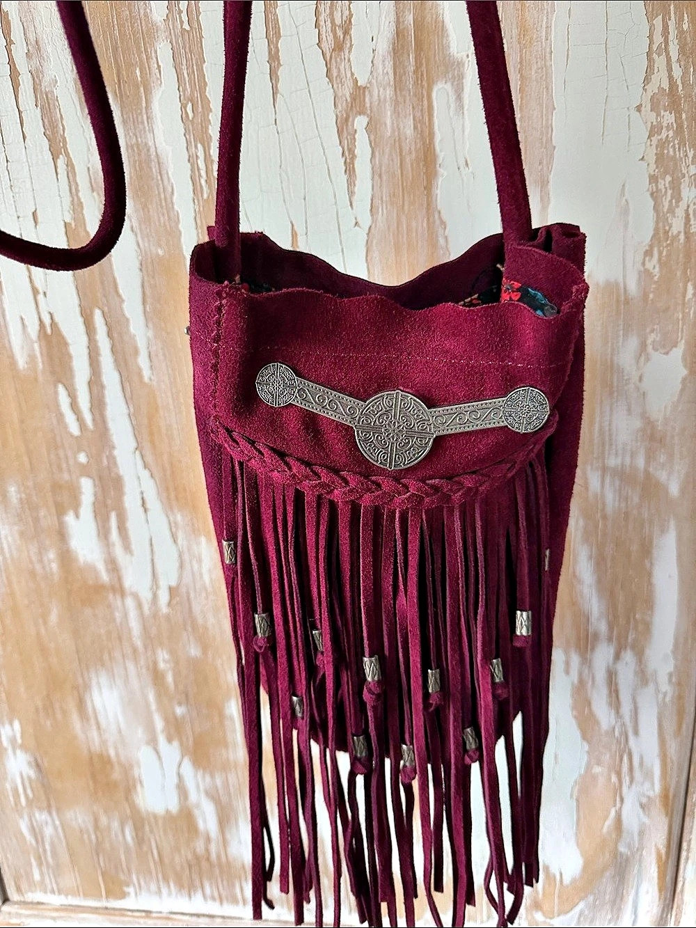Free People Fringe Shoulder Bag in Purple & Multicolor